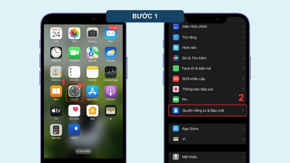 Kiểm tra điện thoại bị theo dõi trên iPhone bằng cách kiểm tra quyền truy cập ứng dụng- bước 1