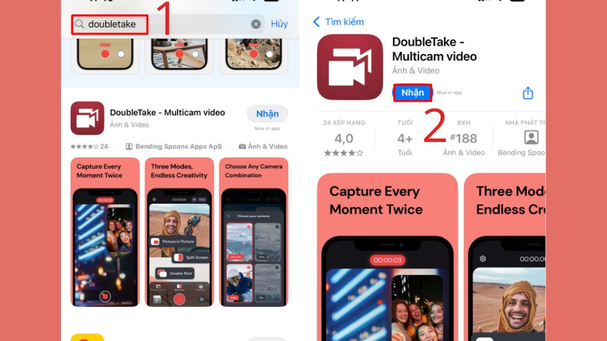 Cách quay 2 camera cùng lúc iPhone bằng Double Take - bước 1