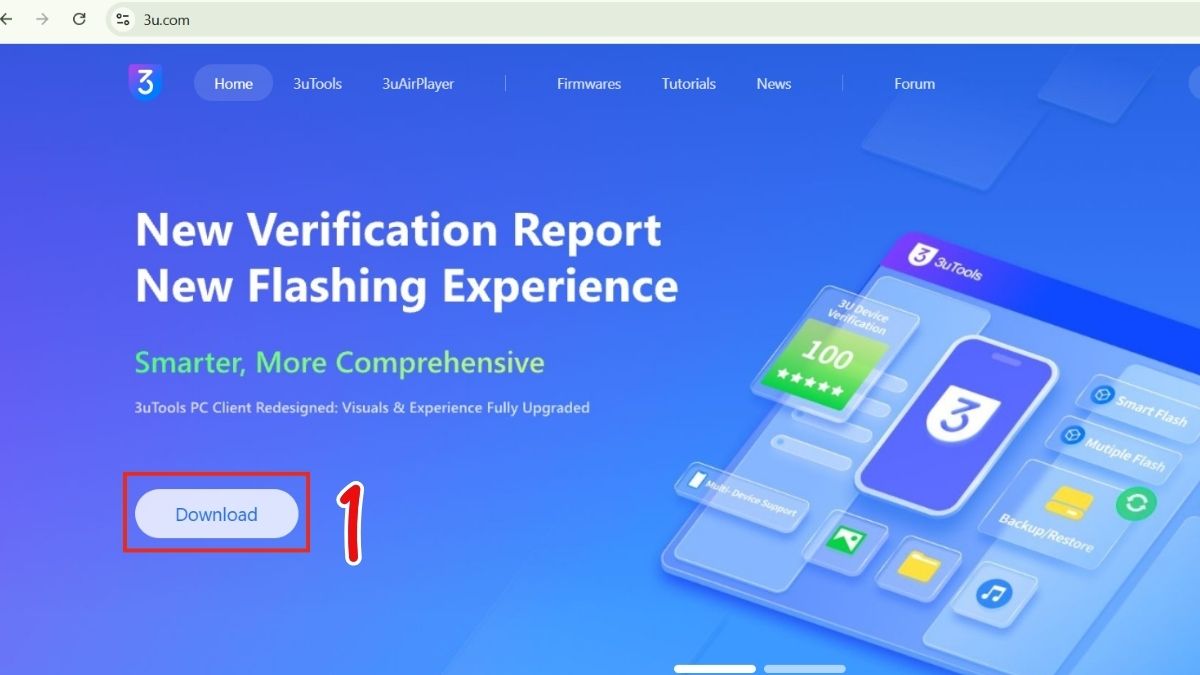 Cách hạ cấp iOS 26 xuống iOS 18 bằng 3uTools - bước 1