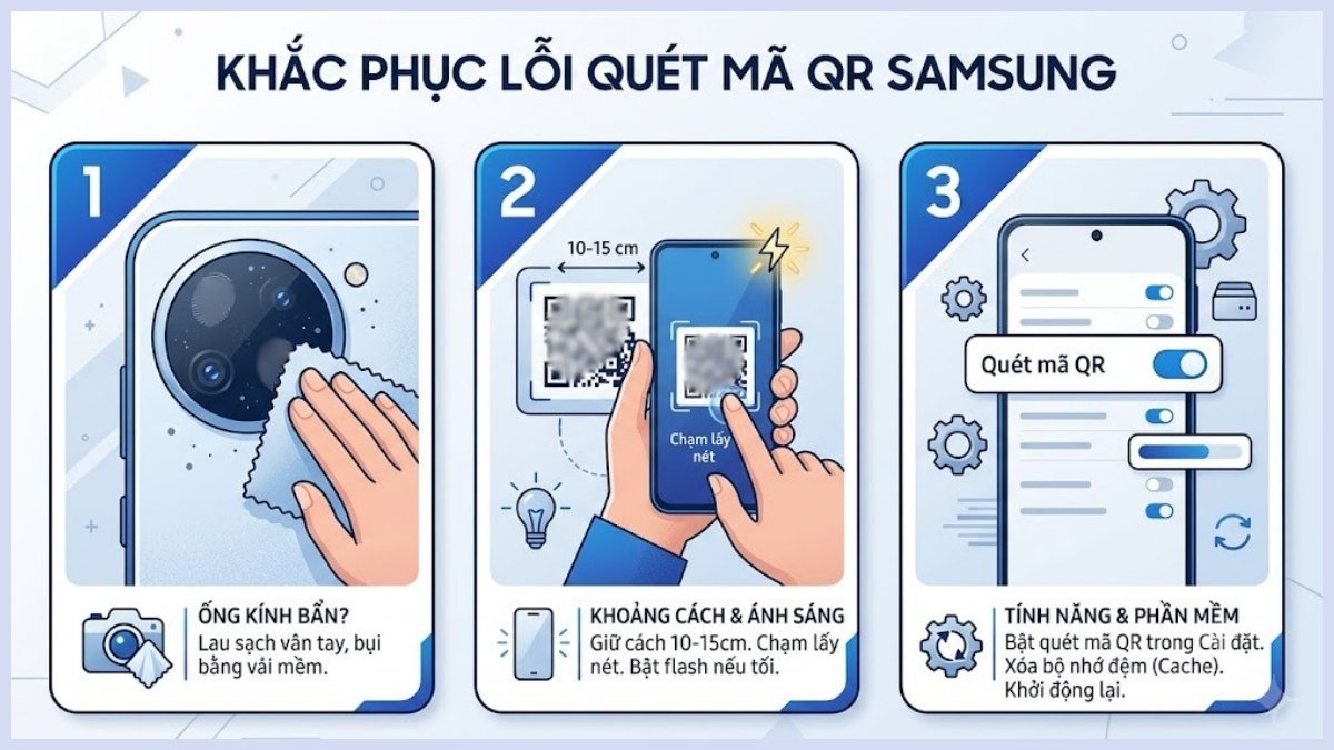 Khắc phục lỗi điện thoại Samsung không quét được mã QR