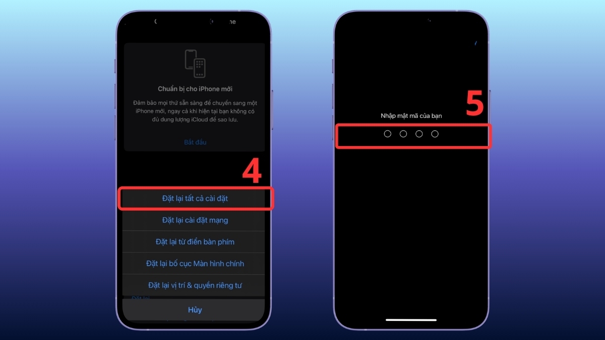 Cách reset iPhone 11 bằng cài đặt - bước 2,3,4
