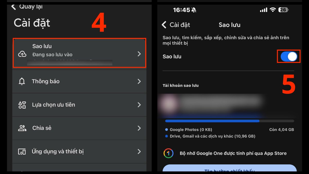 Sao lưu ảnh thay thế khi iCloud bị đầy sang Google Photos - bước 3