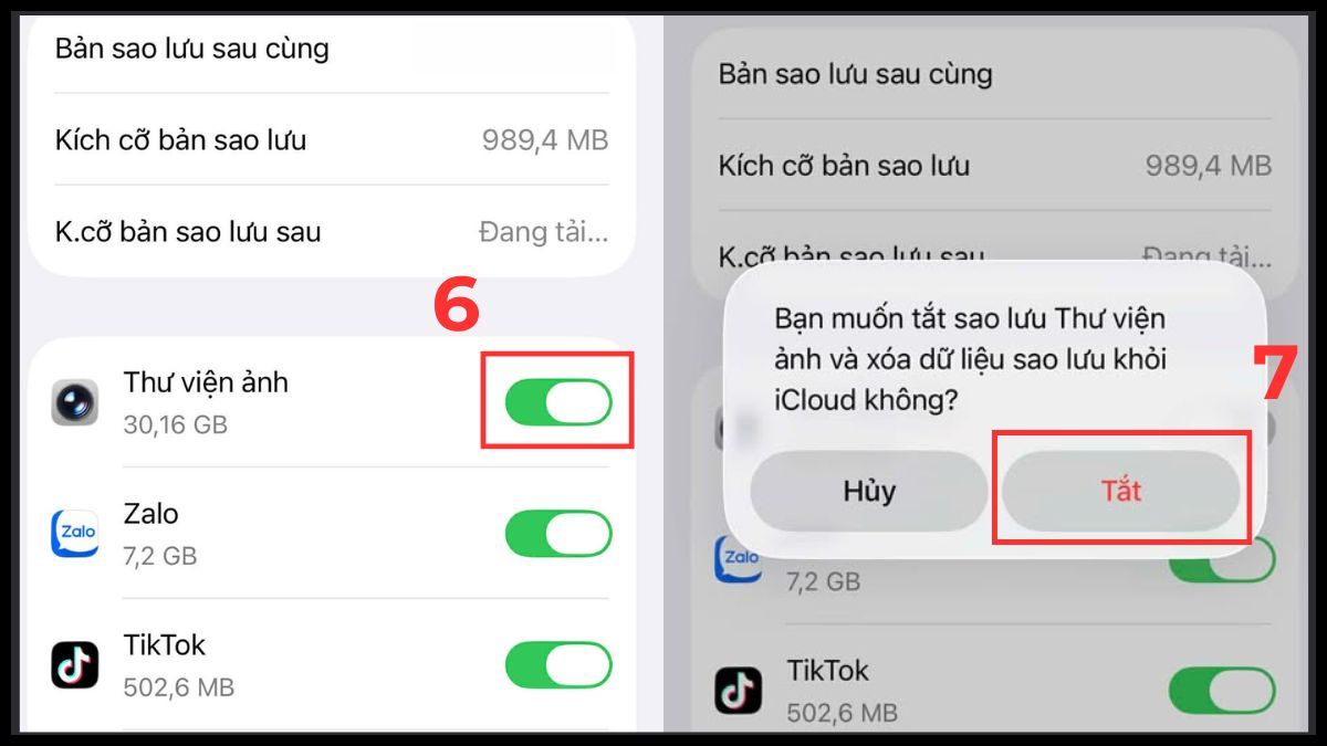 Cách sao lưu ảnh trên iCloud khi hết dung lượng bằng cách giải phóng dung lượng - cách 1 - bước 3