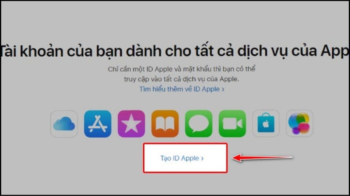 Cách tạo ID Apple trên iPad bằng website - bước 1