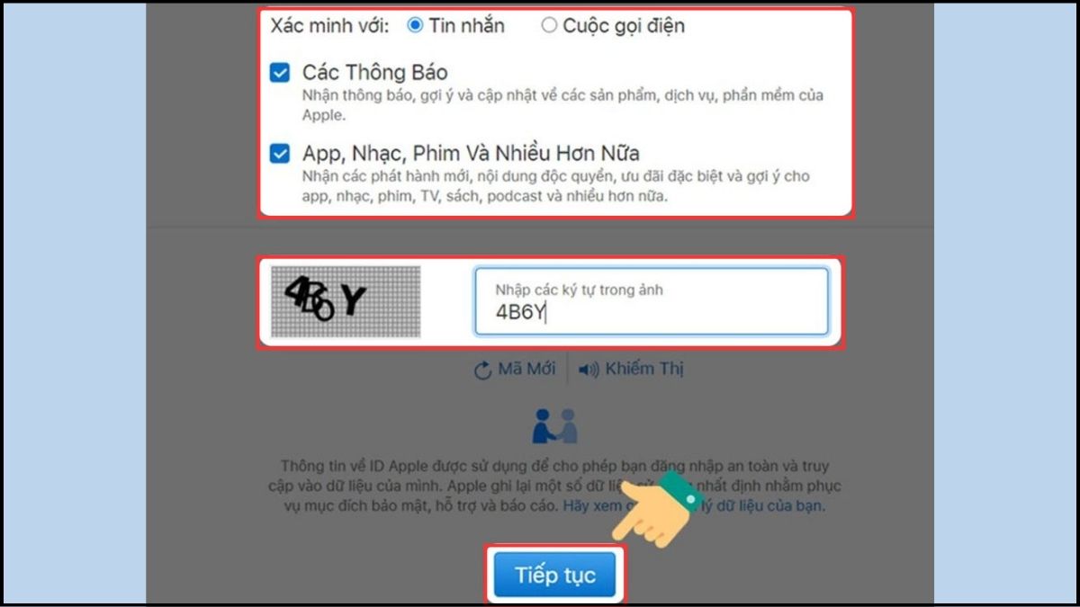 Cách tạo ID Apple trên iPad bằng website - bước 3