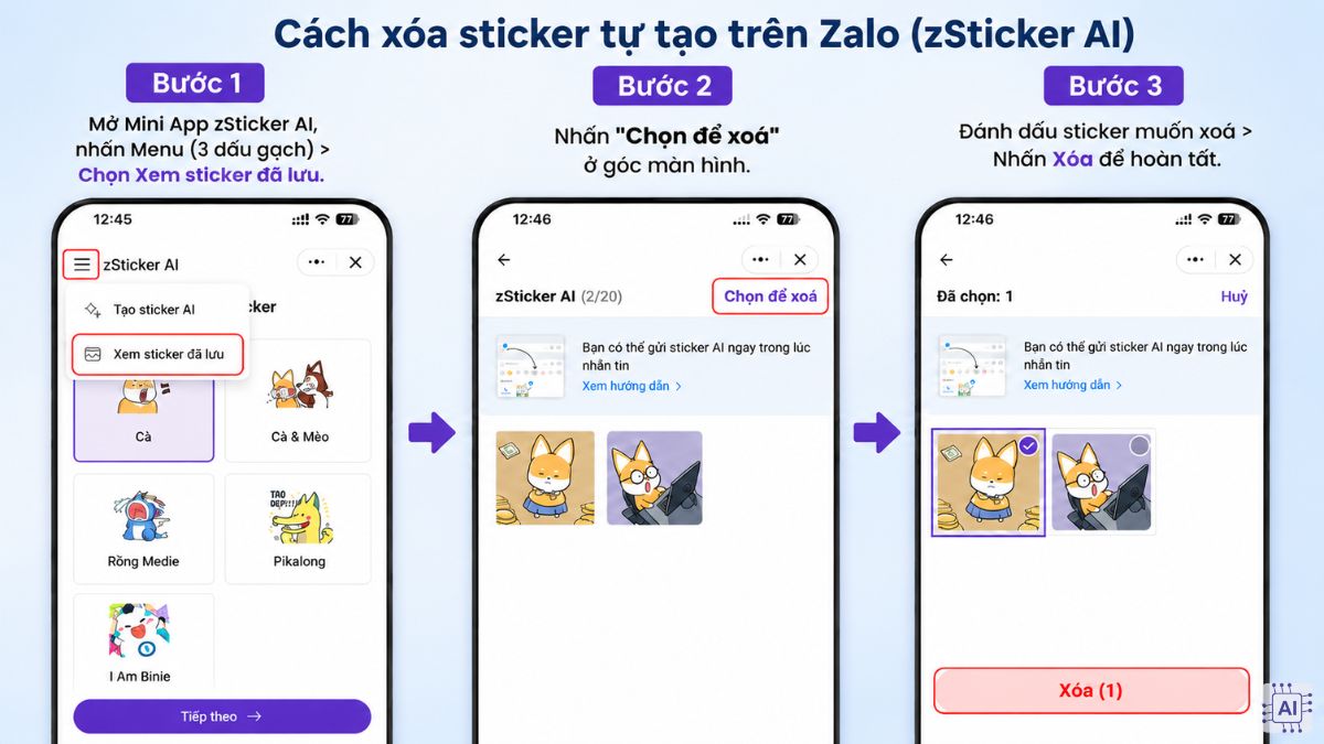 Cách xóa sticker tự tạo trên Zalo