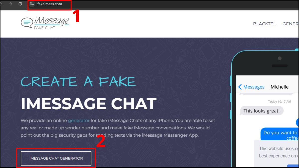 Cách tạo tin nhắn SMS giả trên iPhone bằng web Fakeimess - bước 1