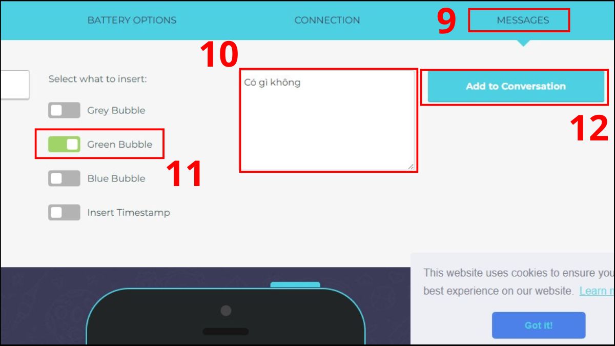 Cách tạo tin nhắn SMS giả trên iPhone bằng web Fakeimess - bước 5