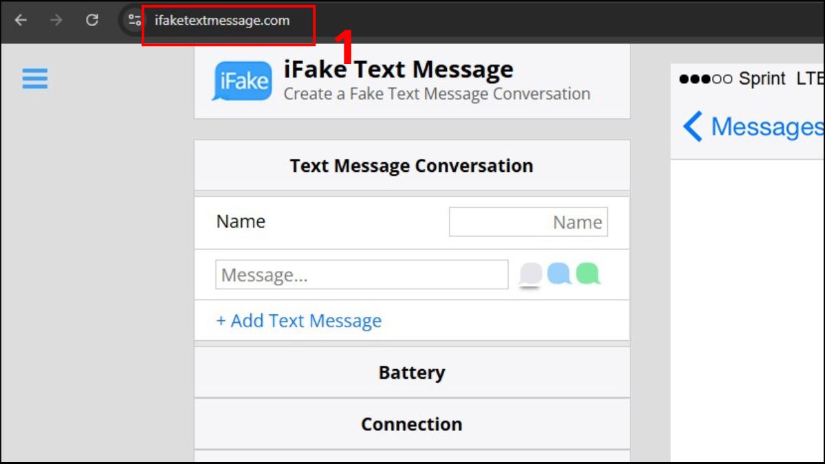 Cách tạo tin nhắn SMS giả trên iPhone bằng web ifaketextmessage - bước 1