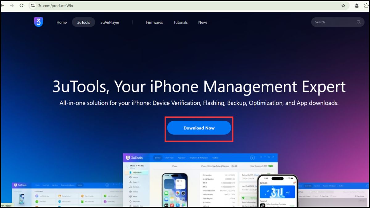 Sử dụng phần mềm 3uTools để tạo ví trí giả trên iPhone - bước 1