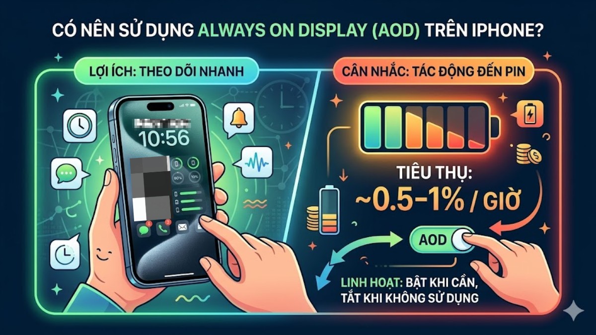 Sử dụng Always On Display trên iPhone tùy thuộc vào nhu cầu