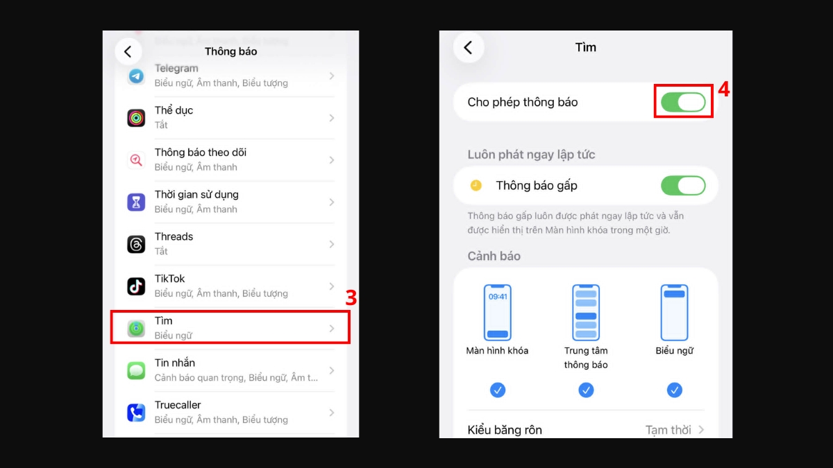 Cách tắt thông báo tìm iPhone đơn giản - bước 2,3,4