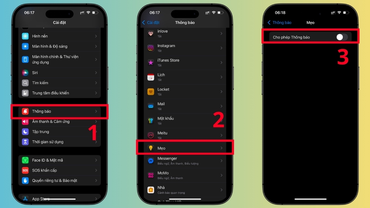 Tắt tính năng nhận mẹo trên iPhone