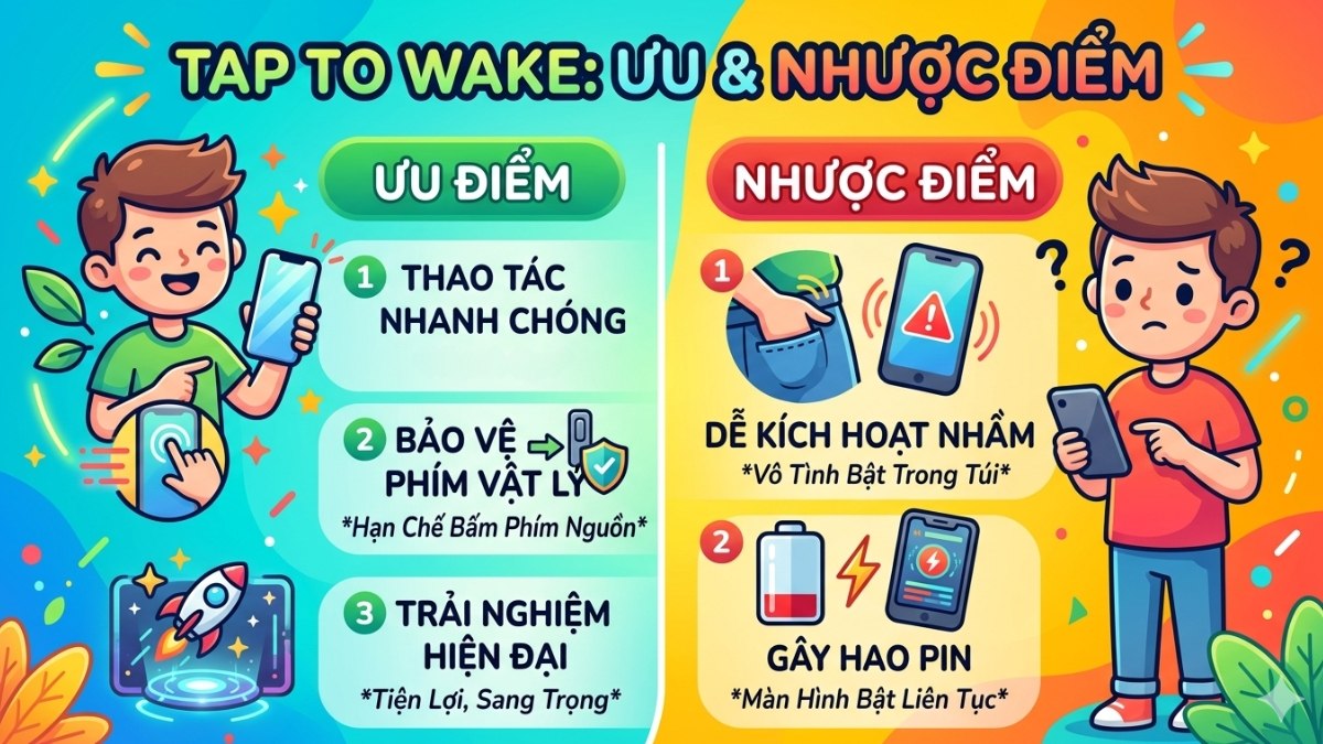 Ưu và nhược điểm của Tap to Wake