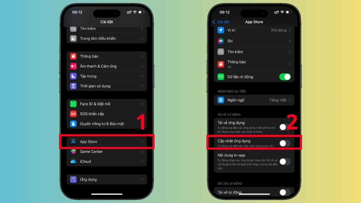 Tắt tự động cập nhật ứng dụng trên iPhone tiết kiệm pin