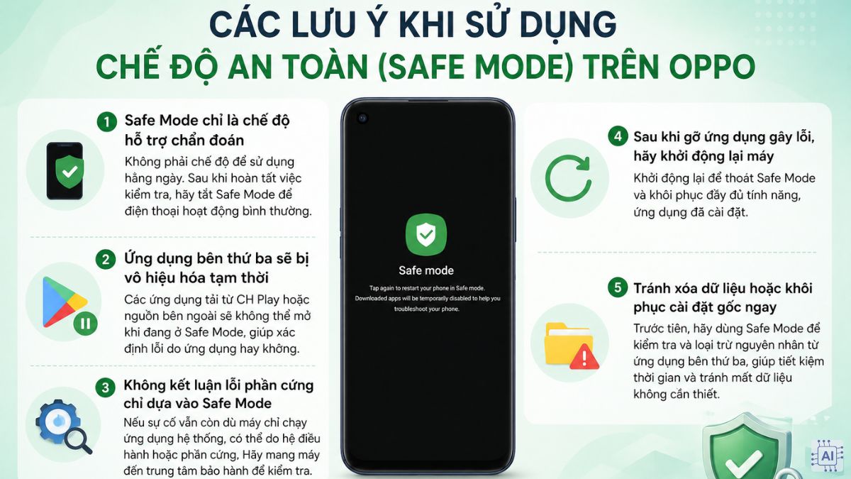 Các lưu ý khi sử dụng chế độ an toàn trên OPPO