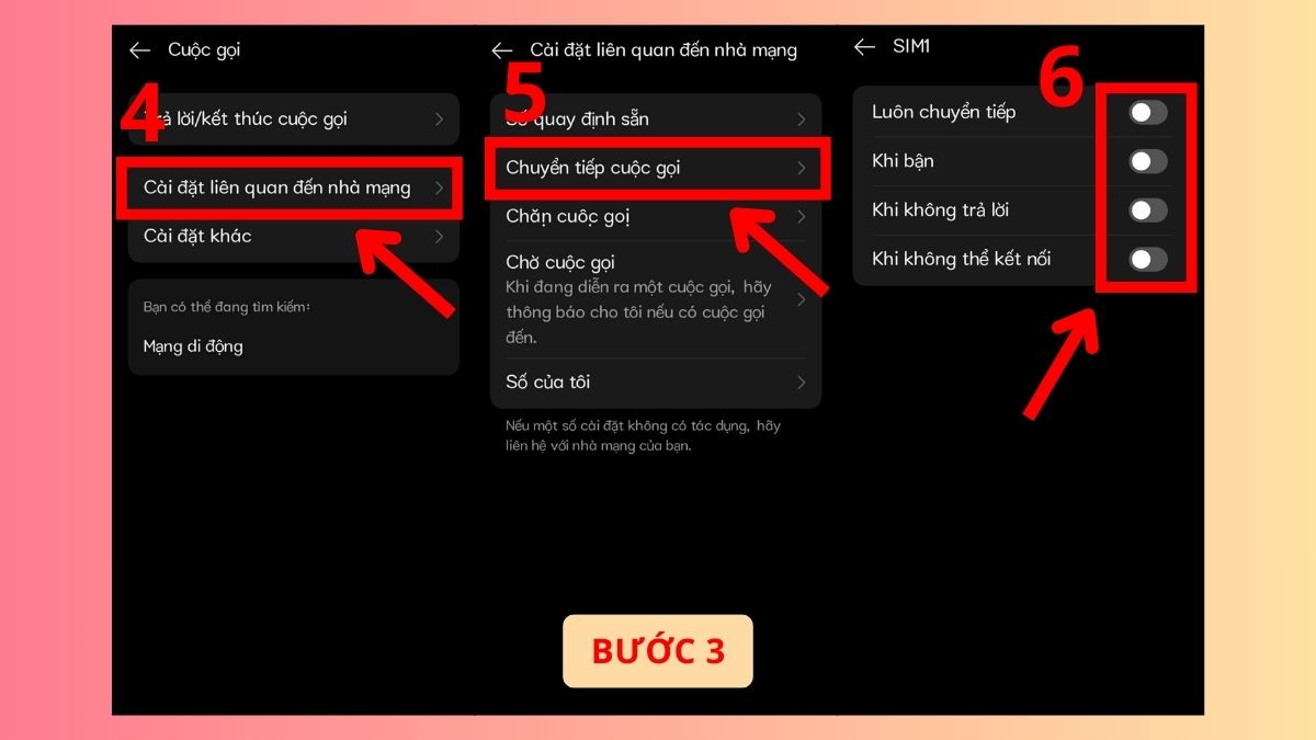 Cách tắt chuyển tiếp cuộc gọi trên Android - bước 2,3