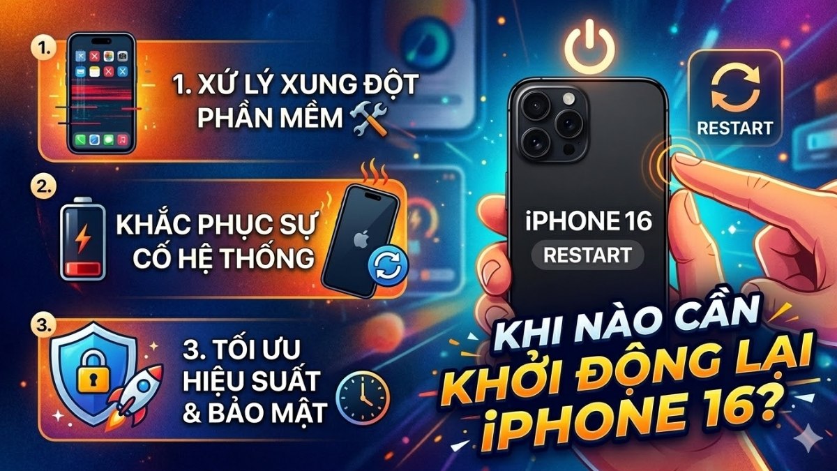 Thời điểm cần tắt nguồn, khởi động iPhone 16