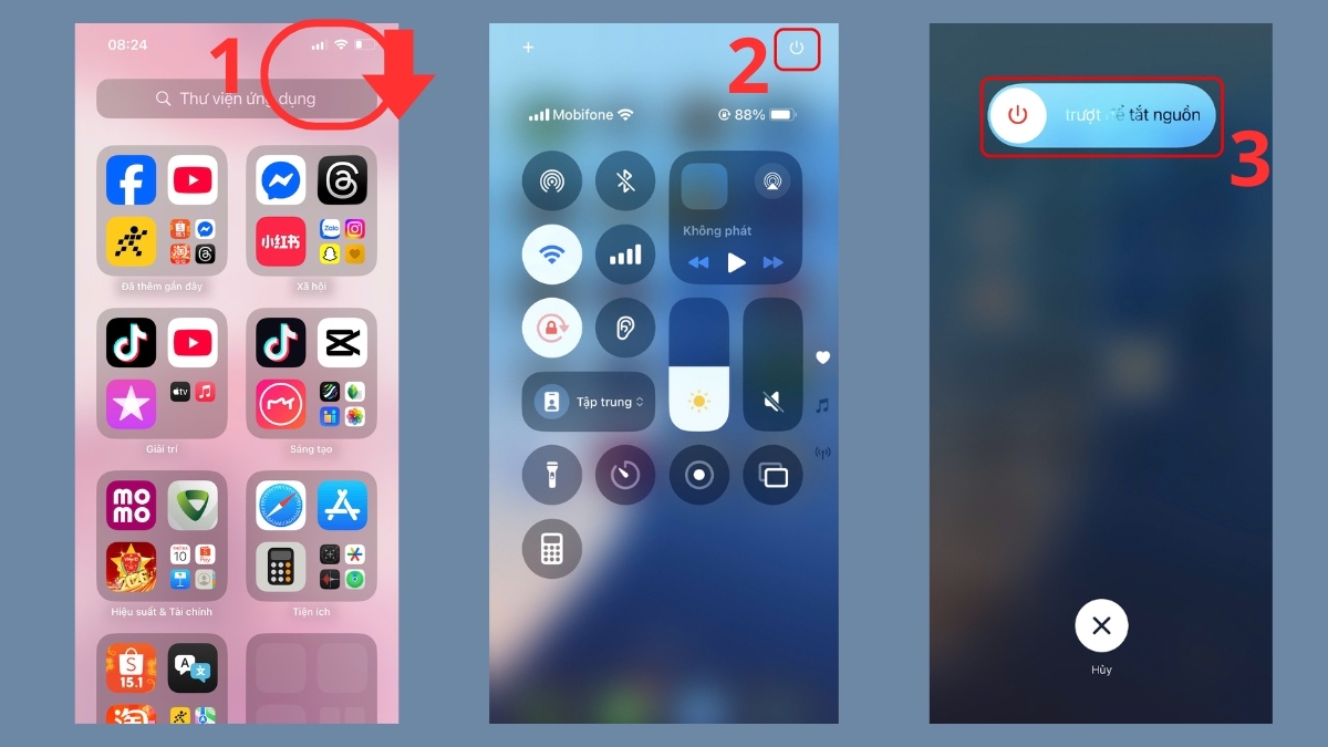 Cách tắt nguồn iPhone 16 bằng Trung tâm điều khiển - bước 1