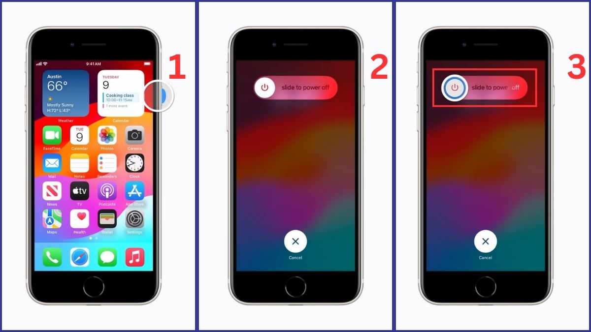 Cách tắt nguồn iPhone bị đơ bằng phím cứng với iPhone có nút Home
