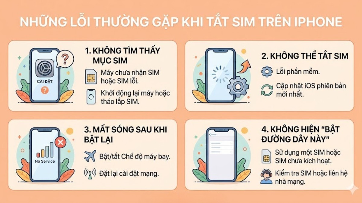 Những lỗi thường gặp khi tắt SIM trên iPhone