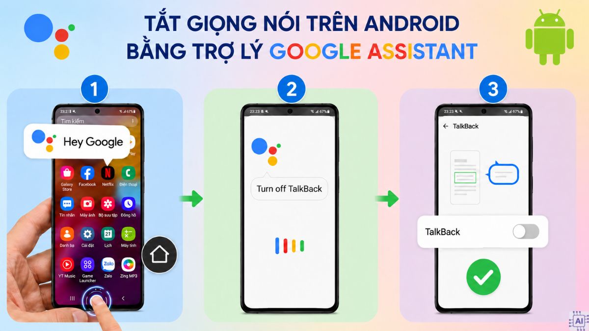 Cách tắt TalkBack trên điện thoại bằng trợ lý Google Assistant