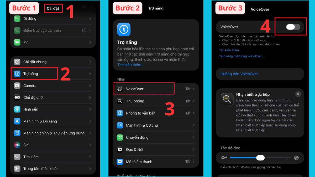 Cách tắt chế độ VoiceOver iOS bằng cài đặt