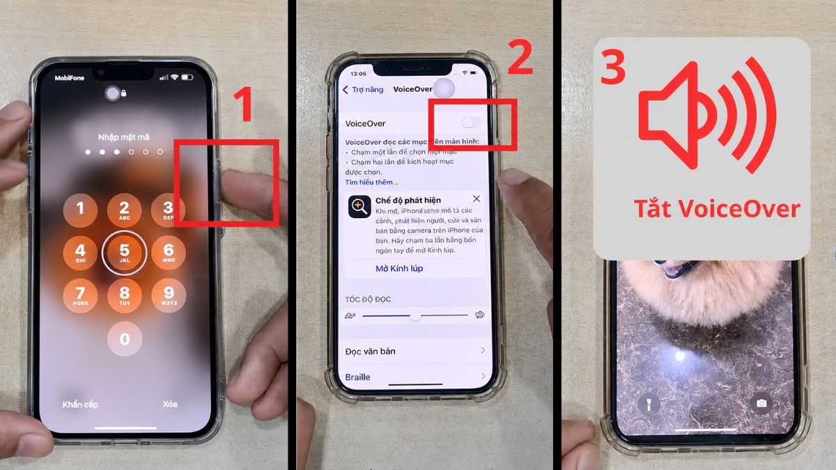 Cách tắt chế độ VoiceOver iOS bằng phím cứng