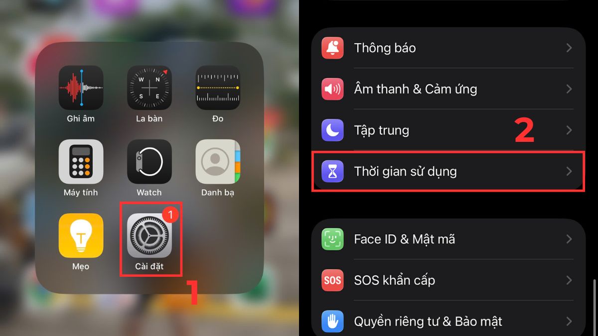 Cách bật tắt giới hạn thời gian sử dụng trên iPhone - bước 1