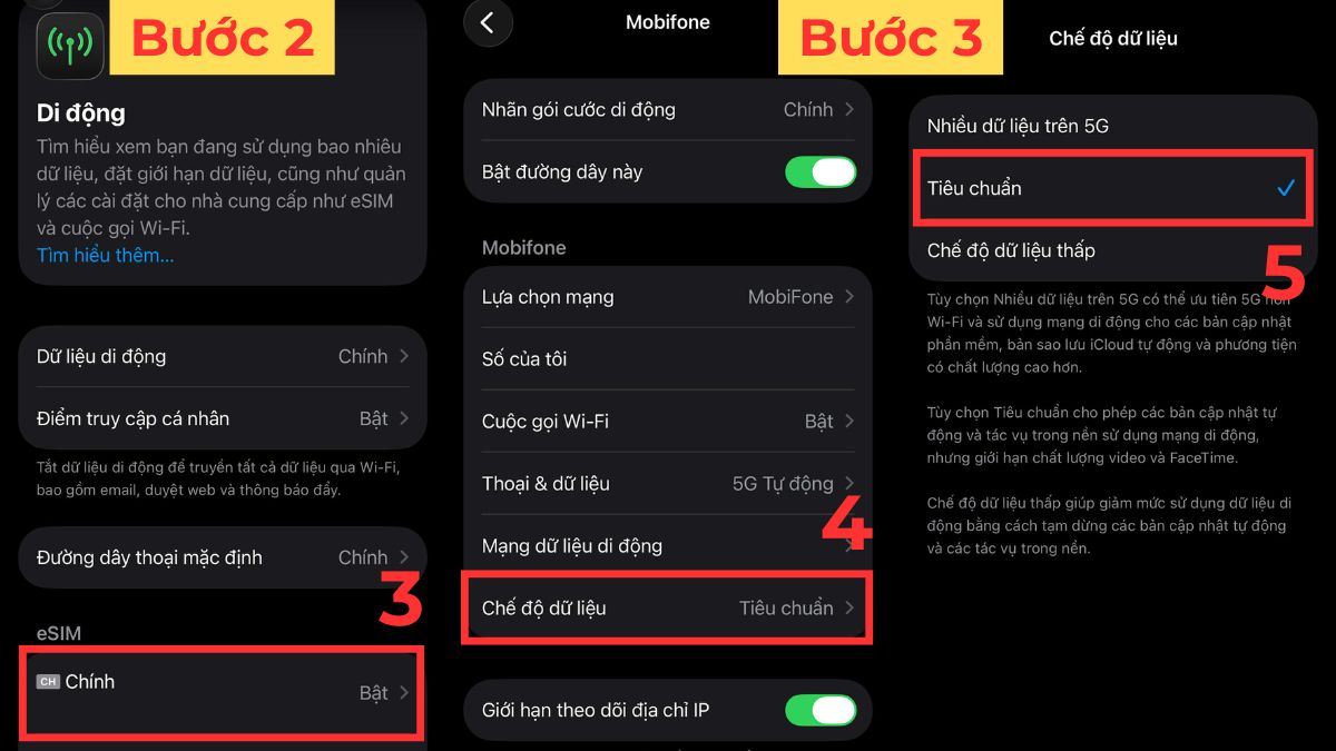 Cách tắt tiết kiệm dữ liệu trên điện thoại iPhone - bước 2,3
