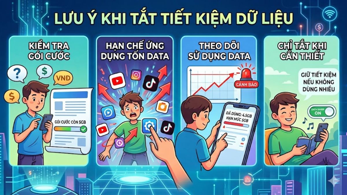 Những lưu ý khi tắt tiết kiệm dữ liệu điện thoại