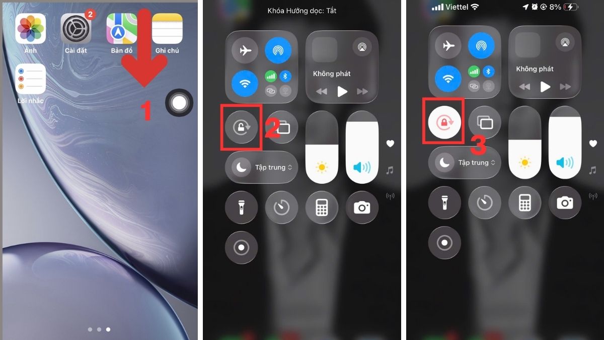 Cách tắt xoay màn hình iPhone không có nút Home