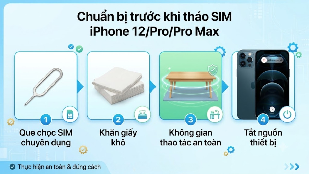Các bước chuẩn bị trước khi tháo SIM iPhone 12 Pro Max