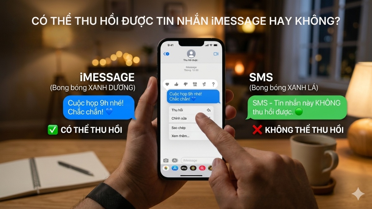 Người dùng có thể thu hồi được tin nhắn iMessage