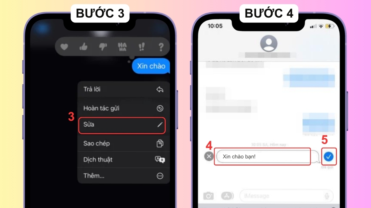 Cách chỉnh sửa tin nhắn iMessage sau khi gửi - bước 2,3,4