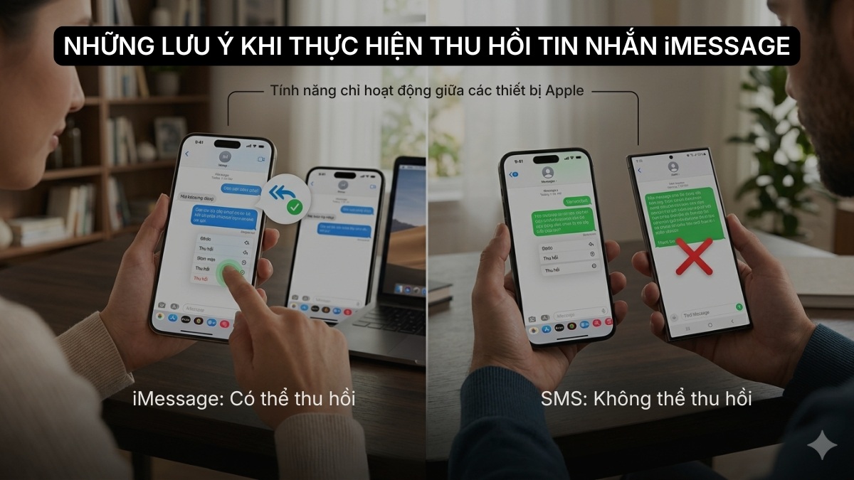 Những lưu ý khi thực hiện thu hồi tin nhắn iMessage