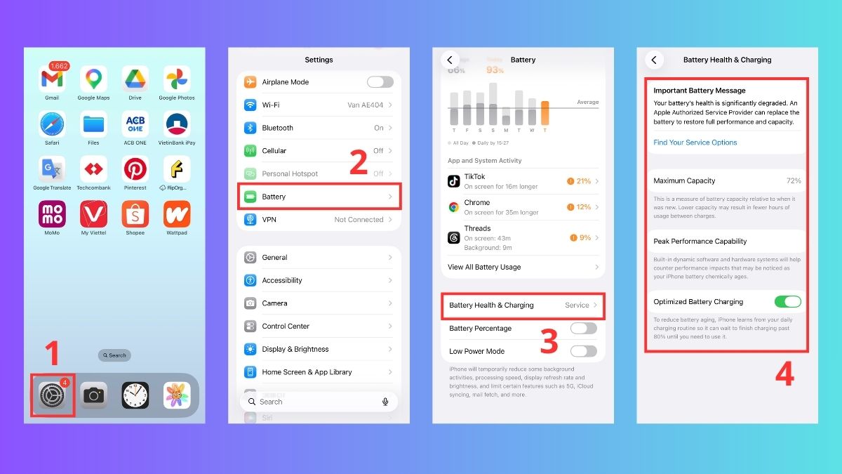 Cách kiểm tra tình trạng pin iPhone