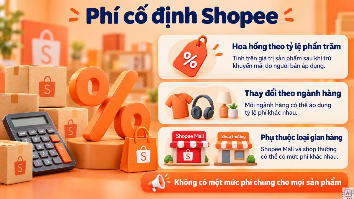 Phí cố định Shopee là yếu tố cấu thành công thức tính giá bán Shopee