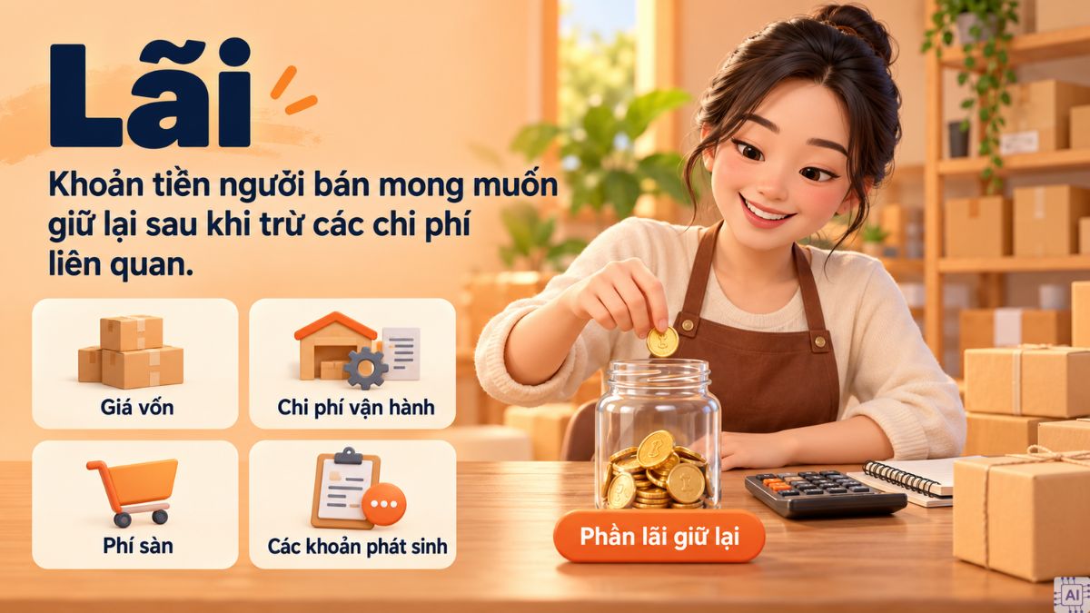Lãi (lợi nhuận) là yếu tố cấu thành công thức tính giá bán Shopee