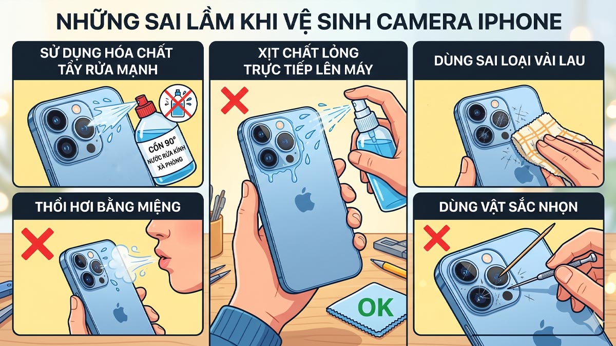 Những sai lầm khi vệ sinh camera iPhone