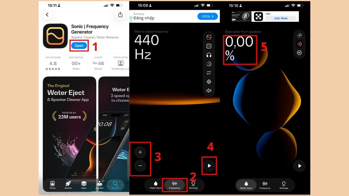 Sử dụng app vệ sinh loa iPhone Sonic