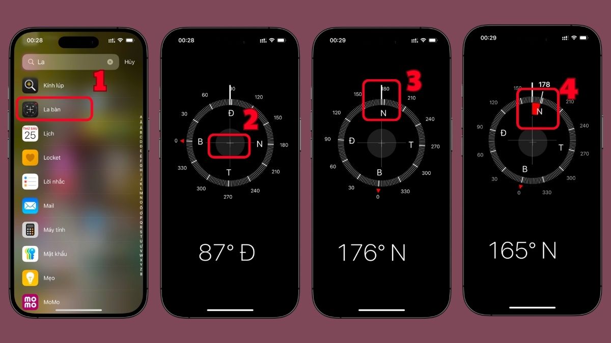 Cách xem hướng đông tây nam bắc trên iPhone