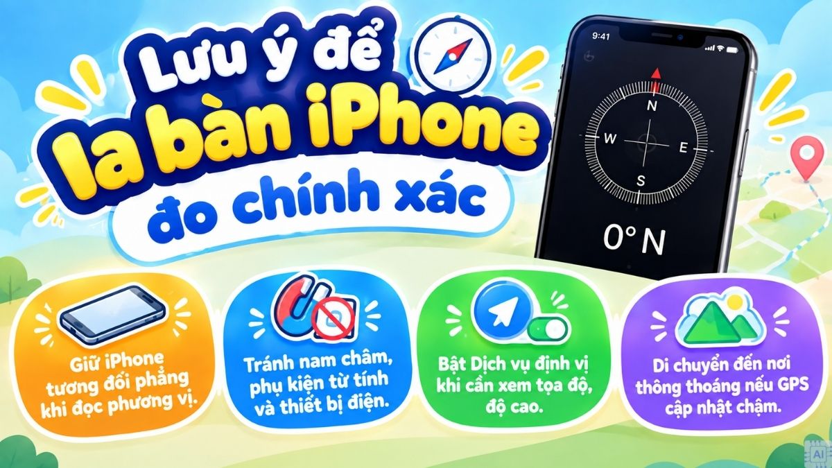 Lưu ý để la bàn iPhone đo chính xác