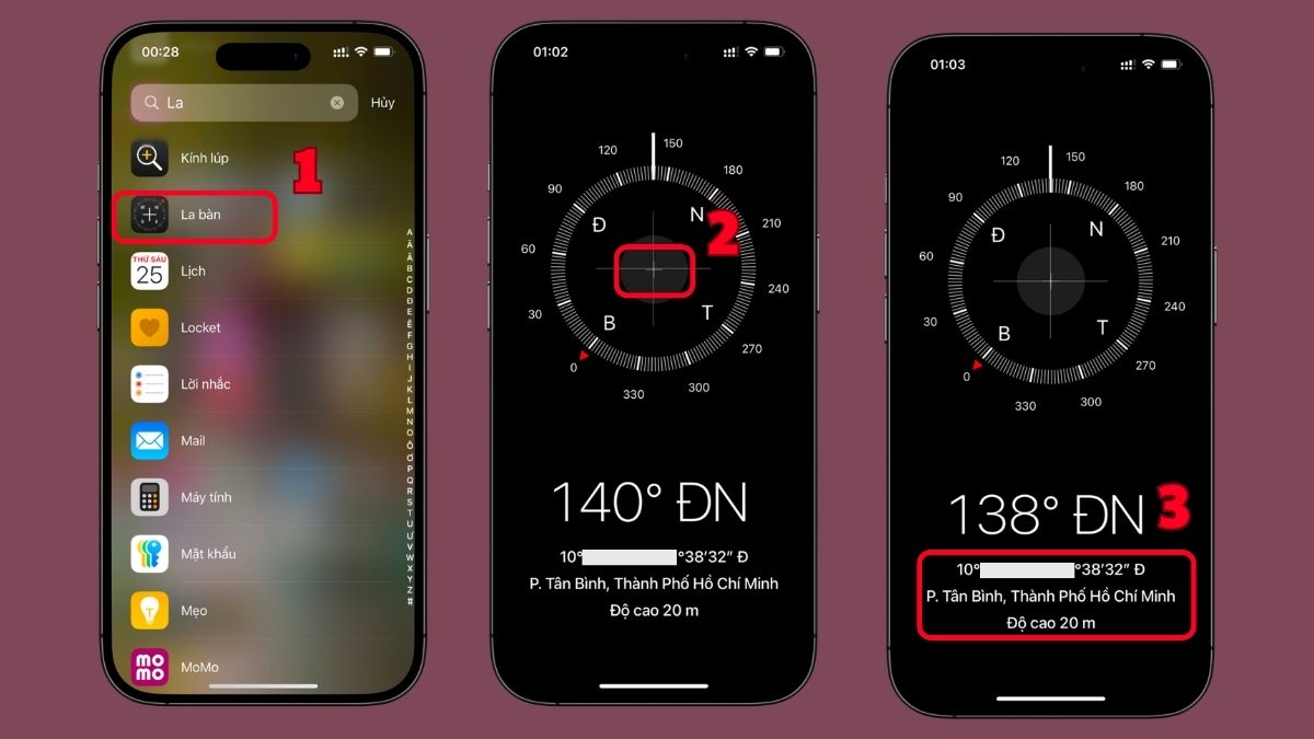 Cách xác định tọa độ và độ cao hiện tại của la bàn trên iPhone