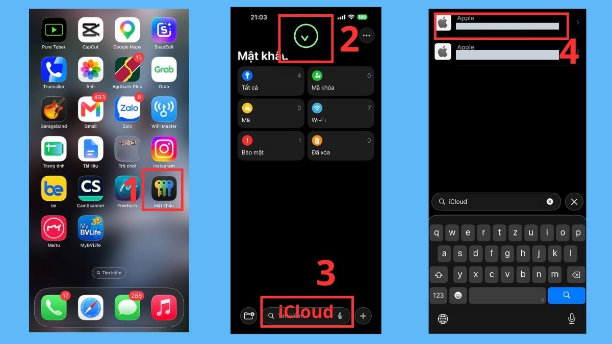 Cách xem mật khẩu iCloud trên iPhone nếu đã lưu - bước 1