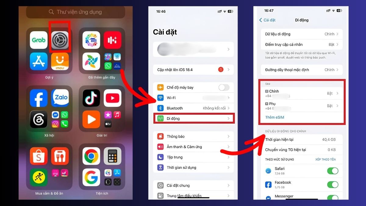 Cách xem số điện thoại của mình trên iPhone trong cài đặt