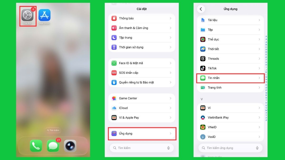Cách gỡ chặn để nhận lại tin nhắn mới trên iPhone - bước 1