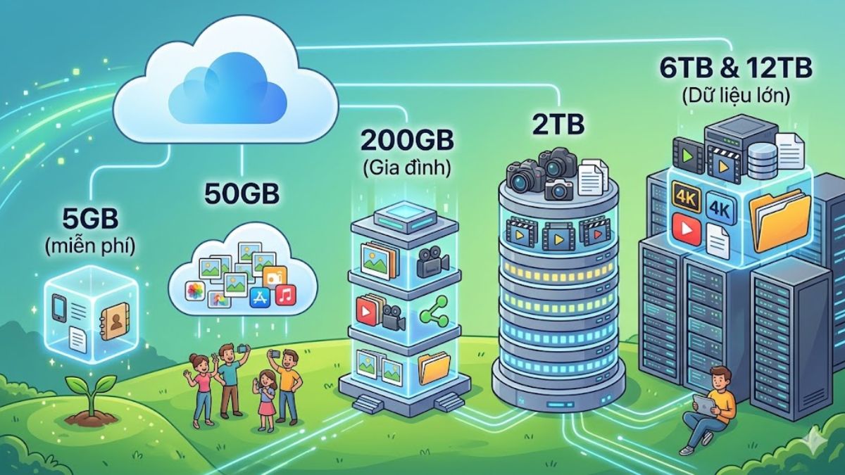 Dung lượng tối đa của iCloud iPhone đa dạng