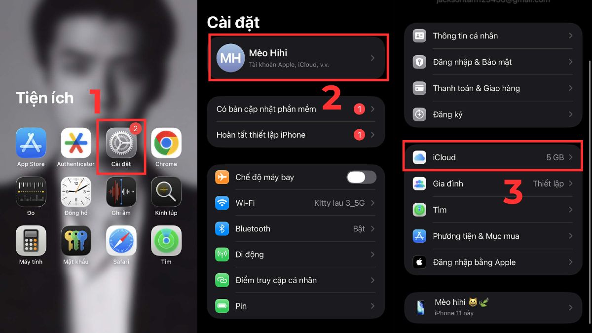 Cách xóa dung lượng iCloud trên iPhone bằng cách xóa dữ liệu iCloud - bước 1