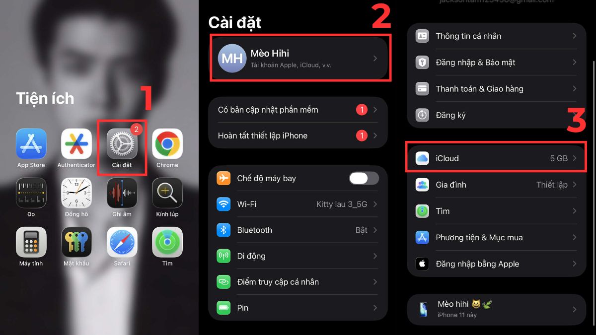 Cách xóa dung lượng iCloud trên iPhone bằng quản lý sao lưu từng ứng dụng - bước 1
